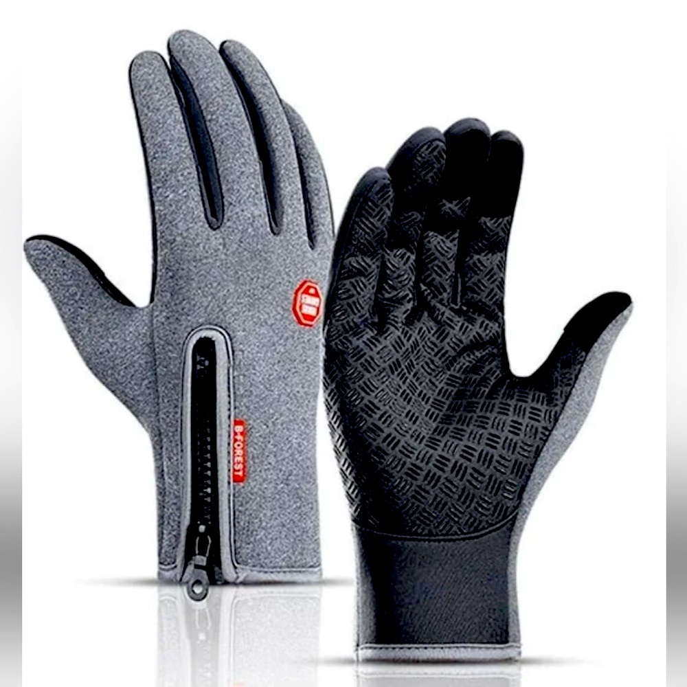 Gray Unisex B-Forrest Gloves with touch screen with touchscreen grip.